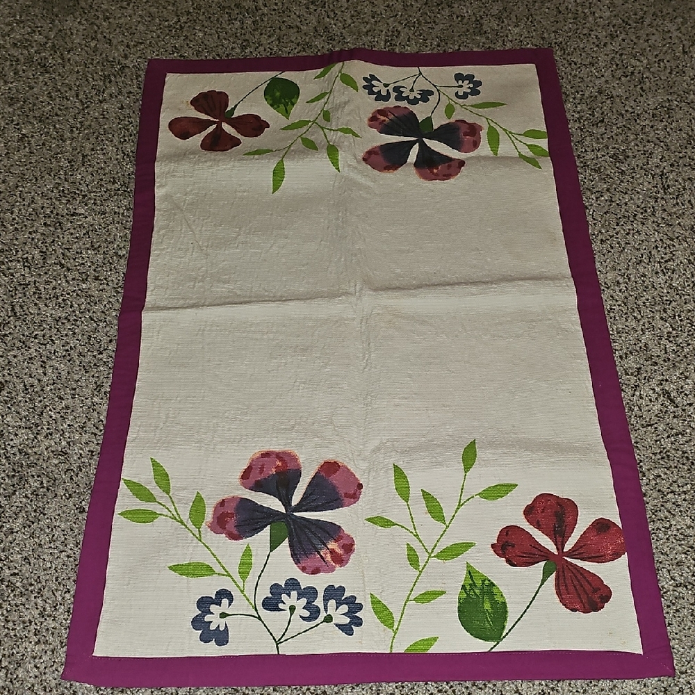 Floral Patterned Table Runner with Purple Border Yankee Candle Spring Garden
